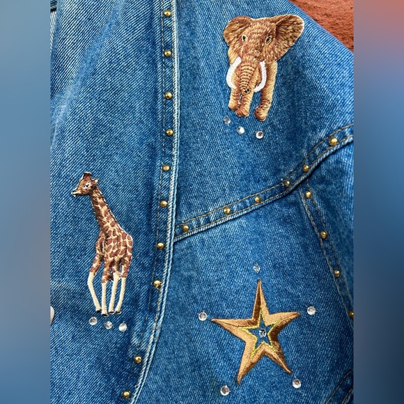Denim safari patch blinged jacket - Picture 4 of 11
